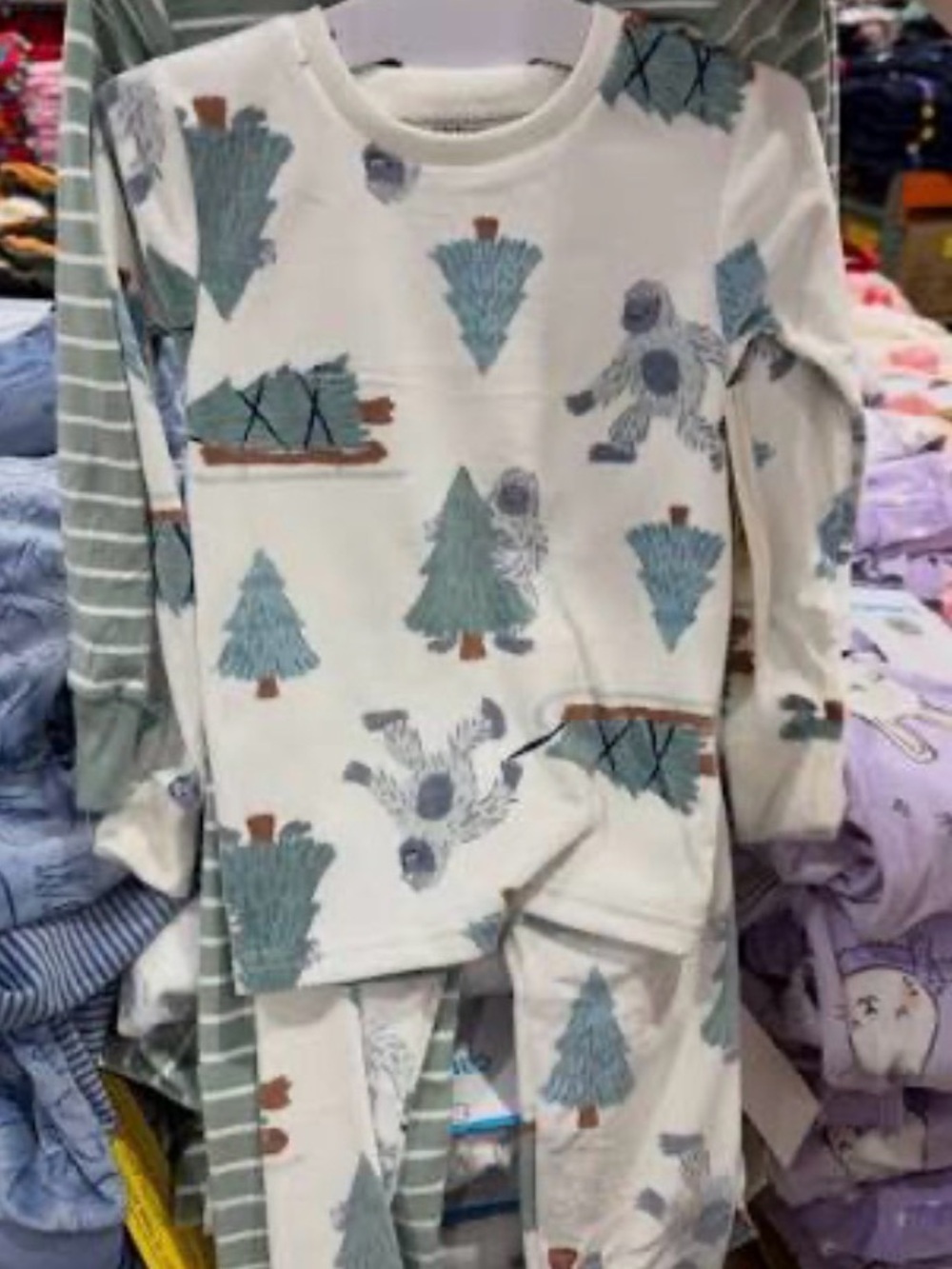 Velvety soft Yeti abdominal snowman pajama set